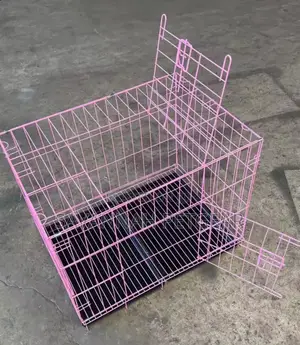 Pink, Folding Metal Wire Dog Crate or Pet Kennel - Medium Size