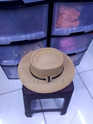 Beige Boater Hat.