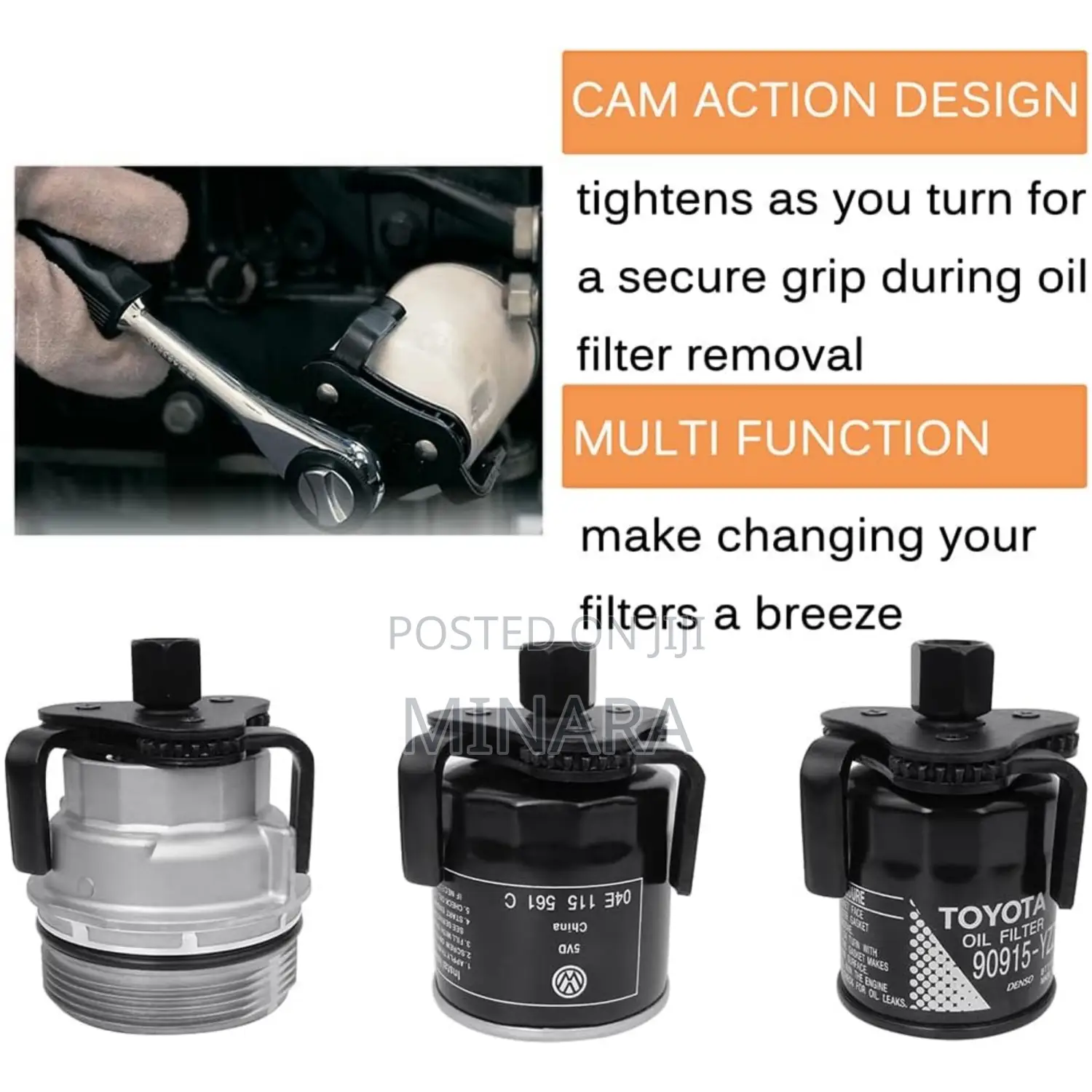 Oil Filter Wrench, 3 Jaw Filter Removal Tool