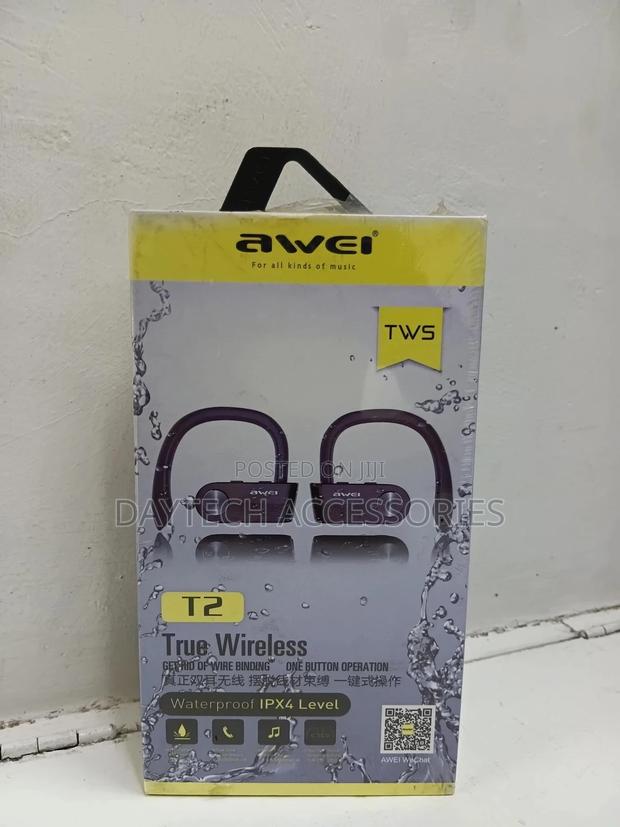 Awei T2 Wireless Bluetooth Earphones - Black - thumbnail 2
