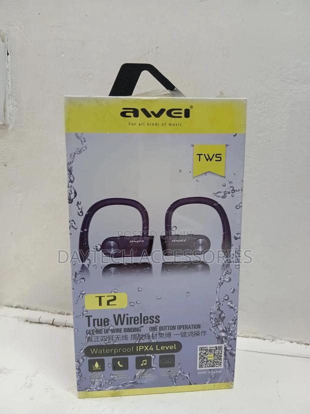 Awei T2 Wireless Bluetooth Earphones - Black - thumbnail 3