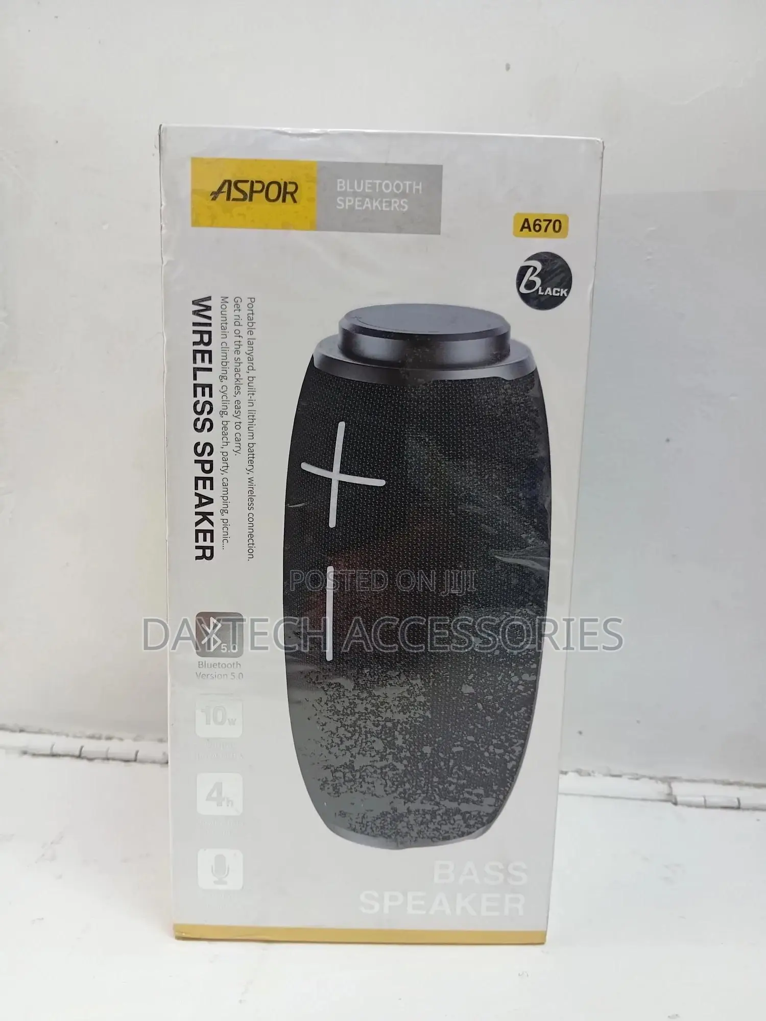 Aspor A670 Bluetooth Wireless Black Speaker Playing Time 4 Hours