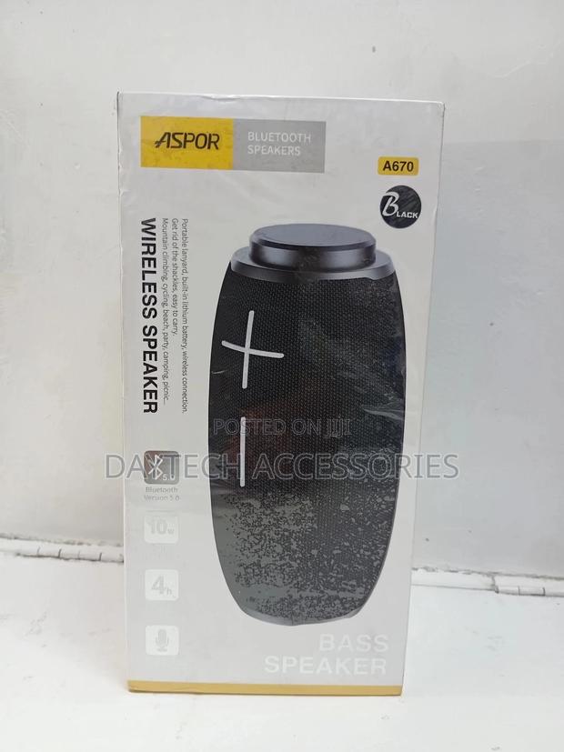 Aspor A670 Bluetooth Wireless Black Speaker Playing Time 4 Hours - thumbnail 2