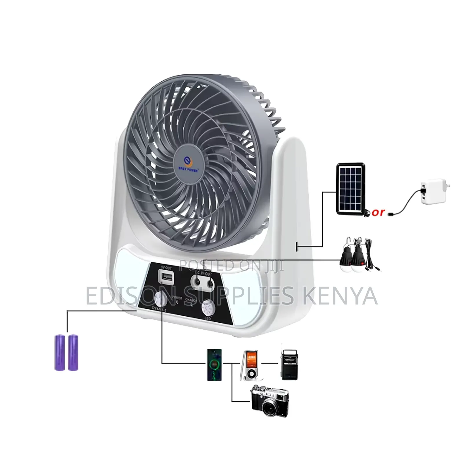 Solar Fan + Usb Rechargeable Desk Fans With Solar Panel With 2 Bulbs