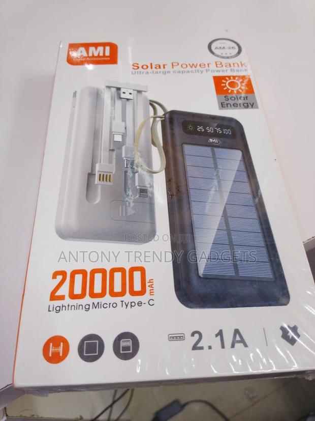 Ami Am-26 20000mah Solar Power Bank Dual Usb Fast Charge