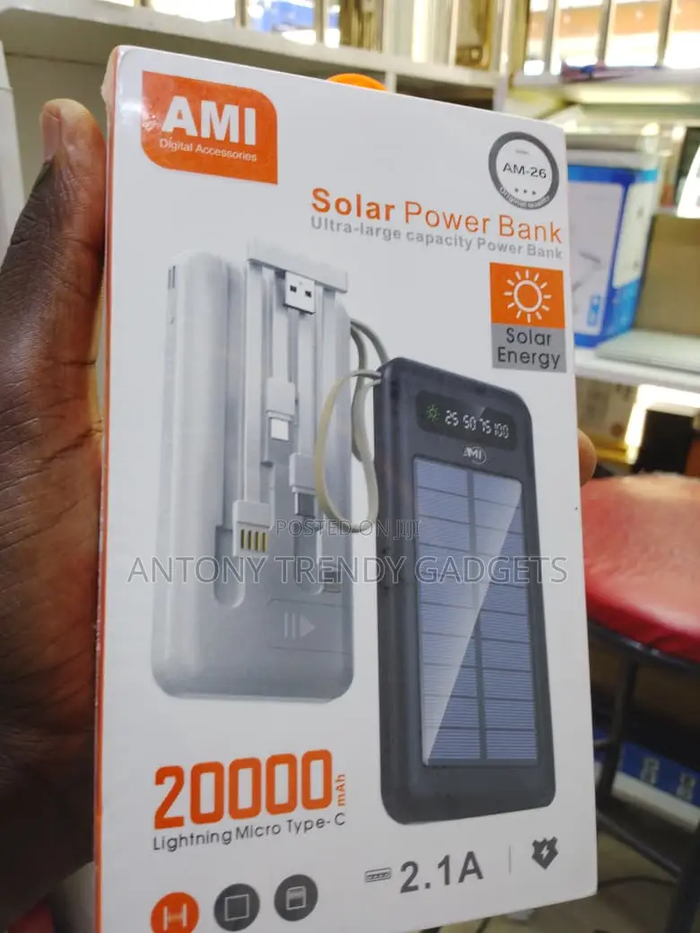 Ami Am-26 Solar Power Bank 20000mah Dual Usb 2.1a