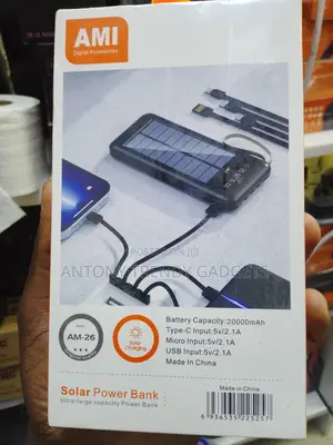 Ami Am-26 20000mah Solar Power Bank for Outdoor Charging