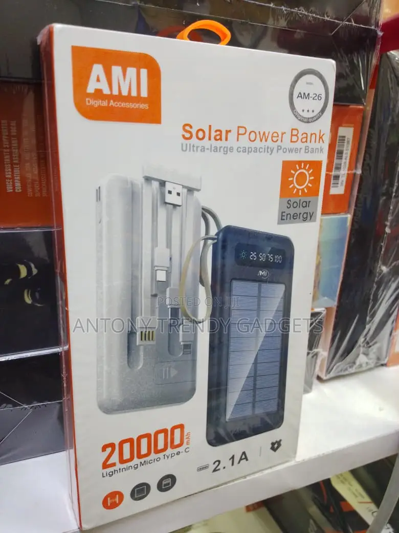 Ami Am-26 Solar Power Bank Dual Usb 20000mah Fast Charge