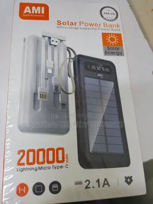 Ami Am-26 20000mah Portable Solar Power Bank Led Display