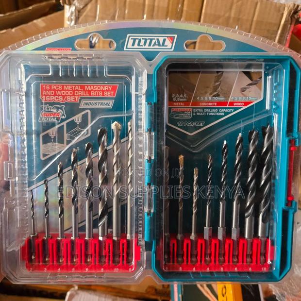 Drill Bits Total 16 Pc Metal, Masonry and Wood Drill Bits Set Assorted - thumbnail 3