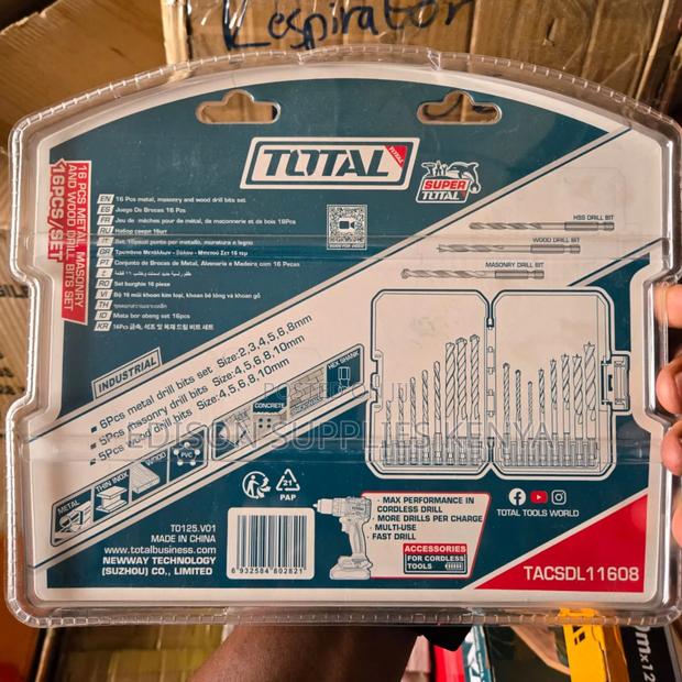 Drill Bits Total 16 Pc Metal, Masonry and Wood Drill Bits Set Assorted - thumbnail 4