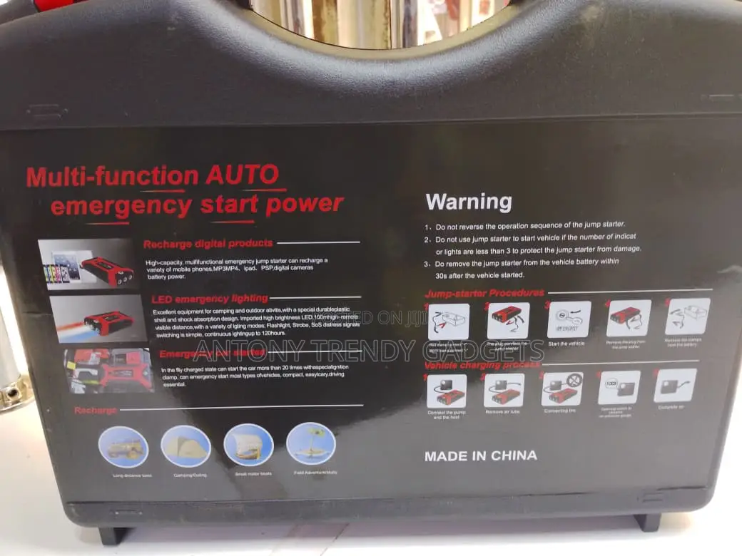 High Power Car Jump Starter Kit With Air Pump & Usb