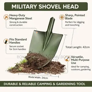 Military Shovel Head – Strong Manganese Steel, 42cm Length