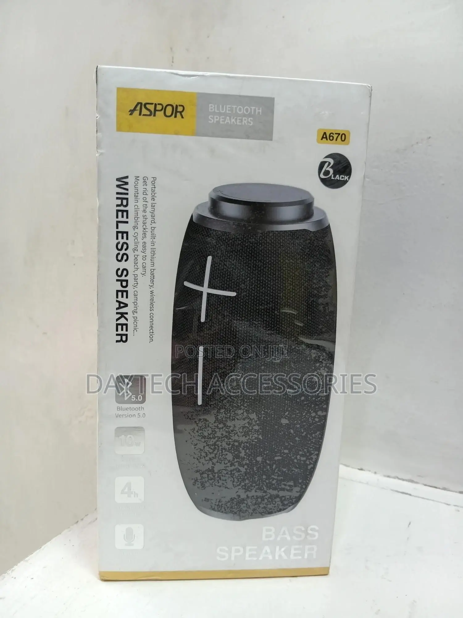 Aspor A670 Bluetooth Wireless Black Speaker Playing Time 4 Hours