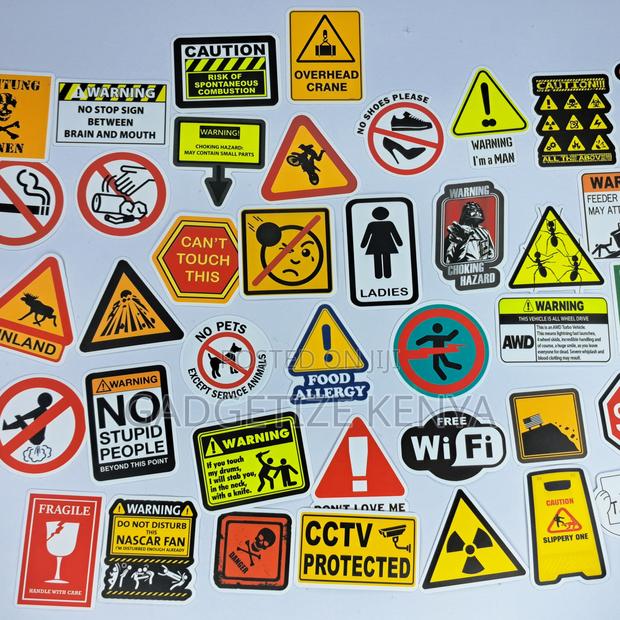 Warning Signs Theme Vinyl Decal Stickers - thumbnail 3