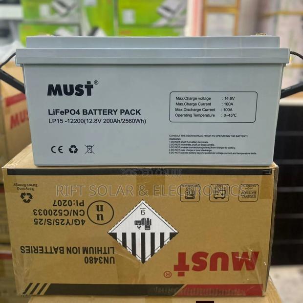 New 12.8v - 200ah / 2560wh Must Lithium Ion Lifepo4 Solar Battery