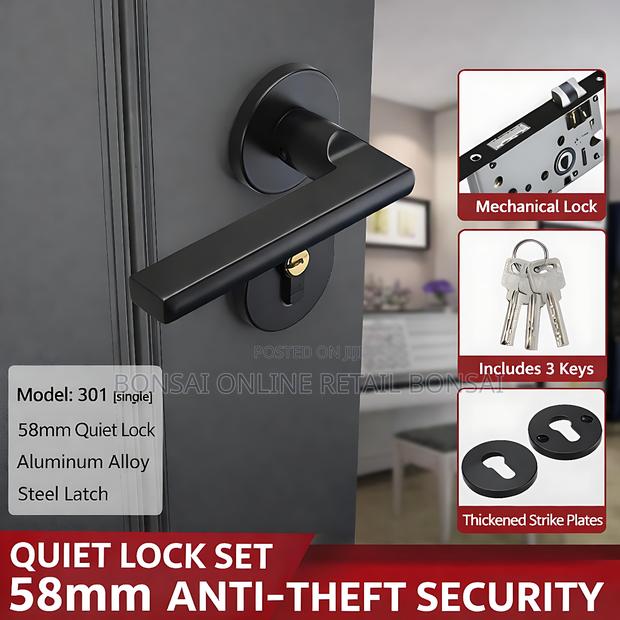Black Door Handle Lock Set – Modern, Durable, Elegant
