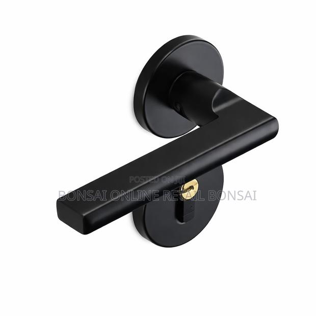 Black Door Handle Lock Set – Modern, Durable, Elegant - thumbnail 2