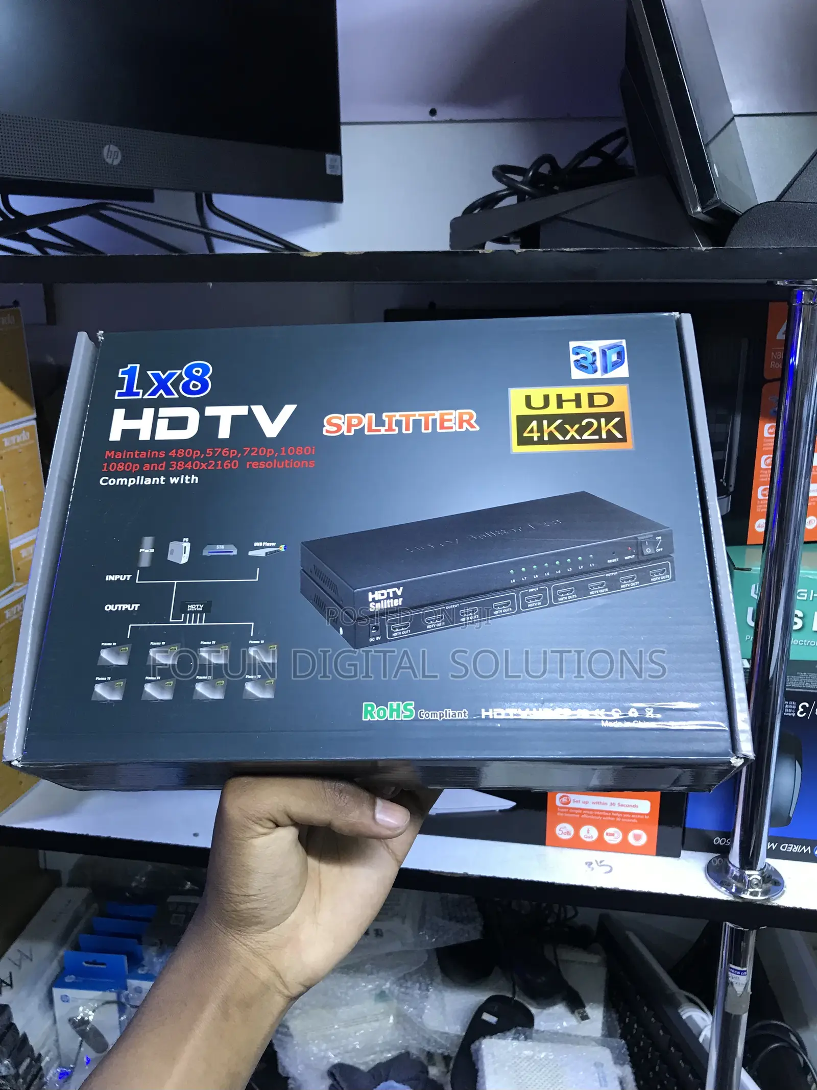 Powered 1 to 8 Hdmi Splitter Box for Home Theater Events - Full Hd