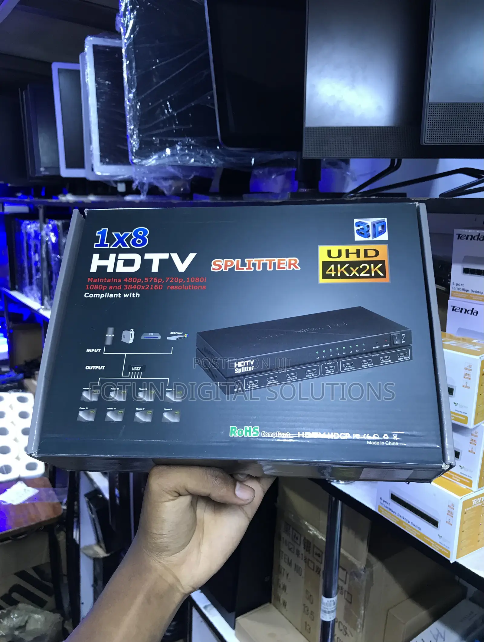 8-Port Hdmi Distribution Amplifier-1 Input 8 Output Splitter Withpower