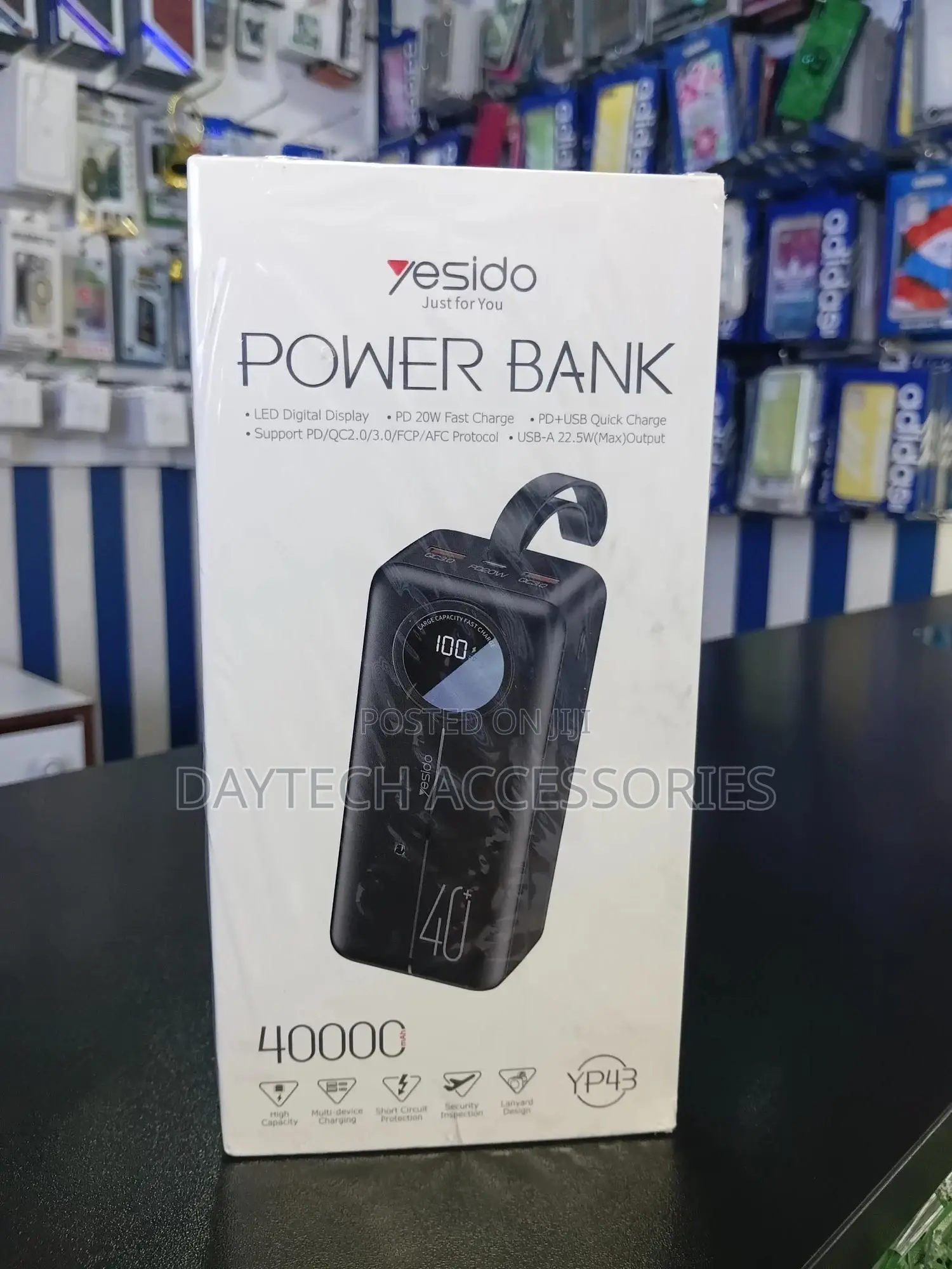 Yesido Yp43 Dual Usb+Type-C Display Fast Charging Power Bank 40000mah