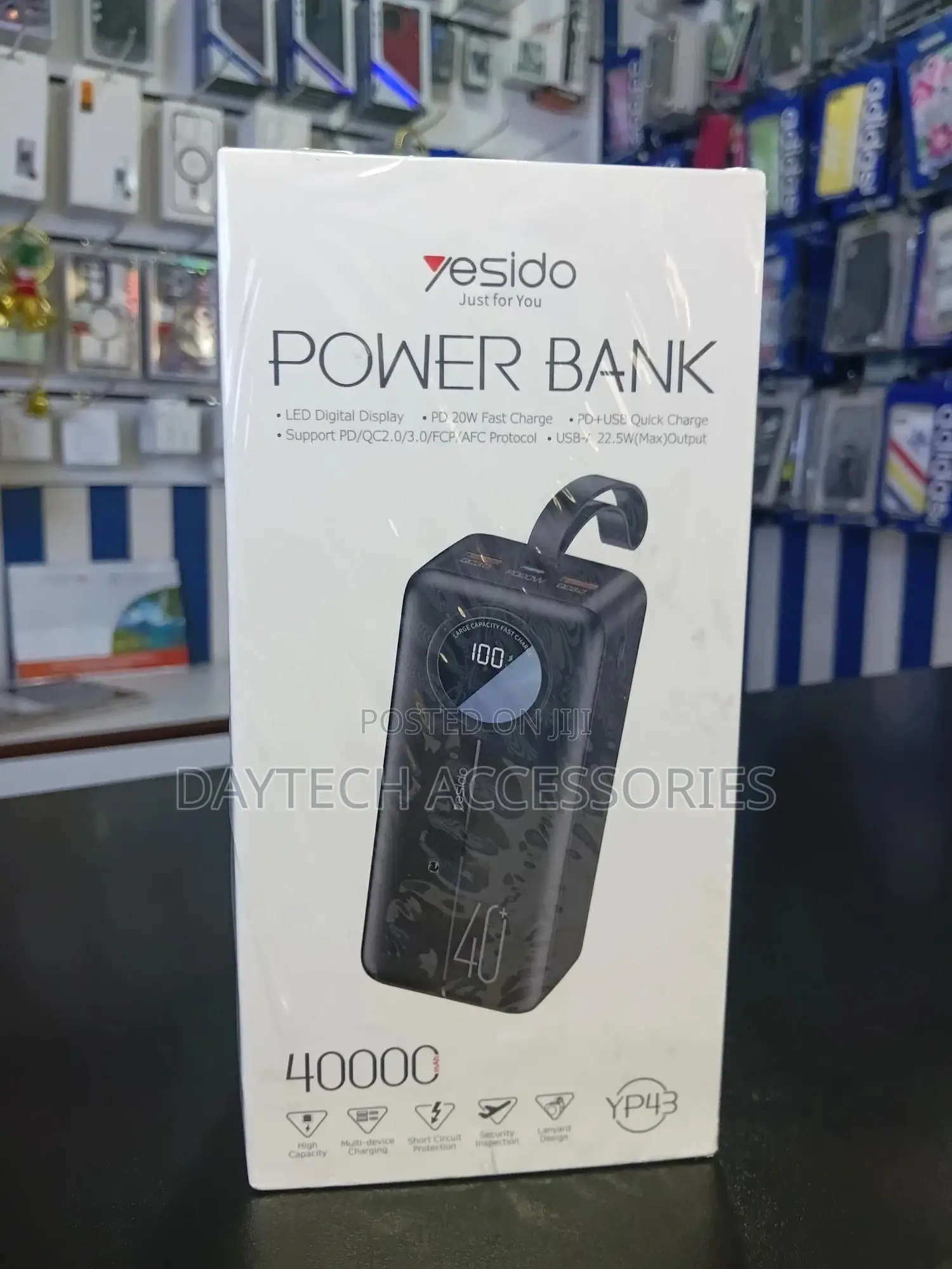 Yesido Yp43 Dual Usb+Type-C Display Fast Charging Power Bank 40000mah