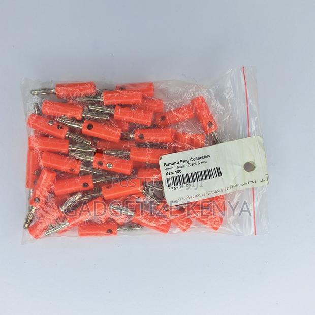 4mm Male Banana Plug Connectors (Pair Black Red) - thumbnail 3