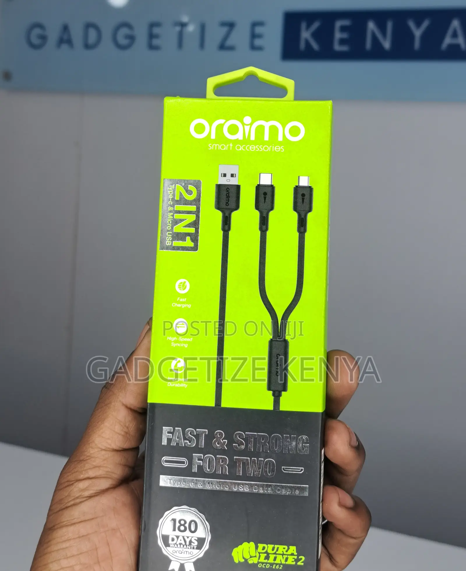 Oraimo 2-in-1 Usb to Micro Usb and Usb-C Charging Cable (Ocd-E62)