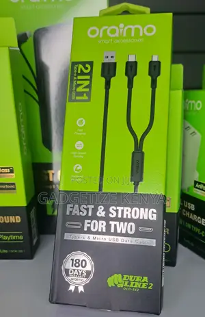 Oraimo 2-in-1 Usb to Micro Usb and Usb-C Charging Cable (Ocd-E62)