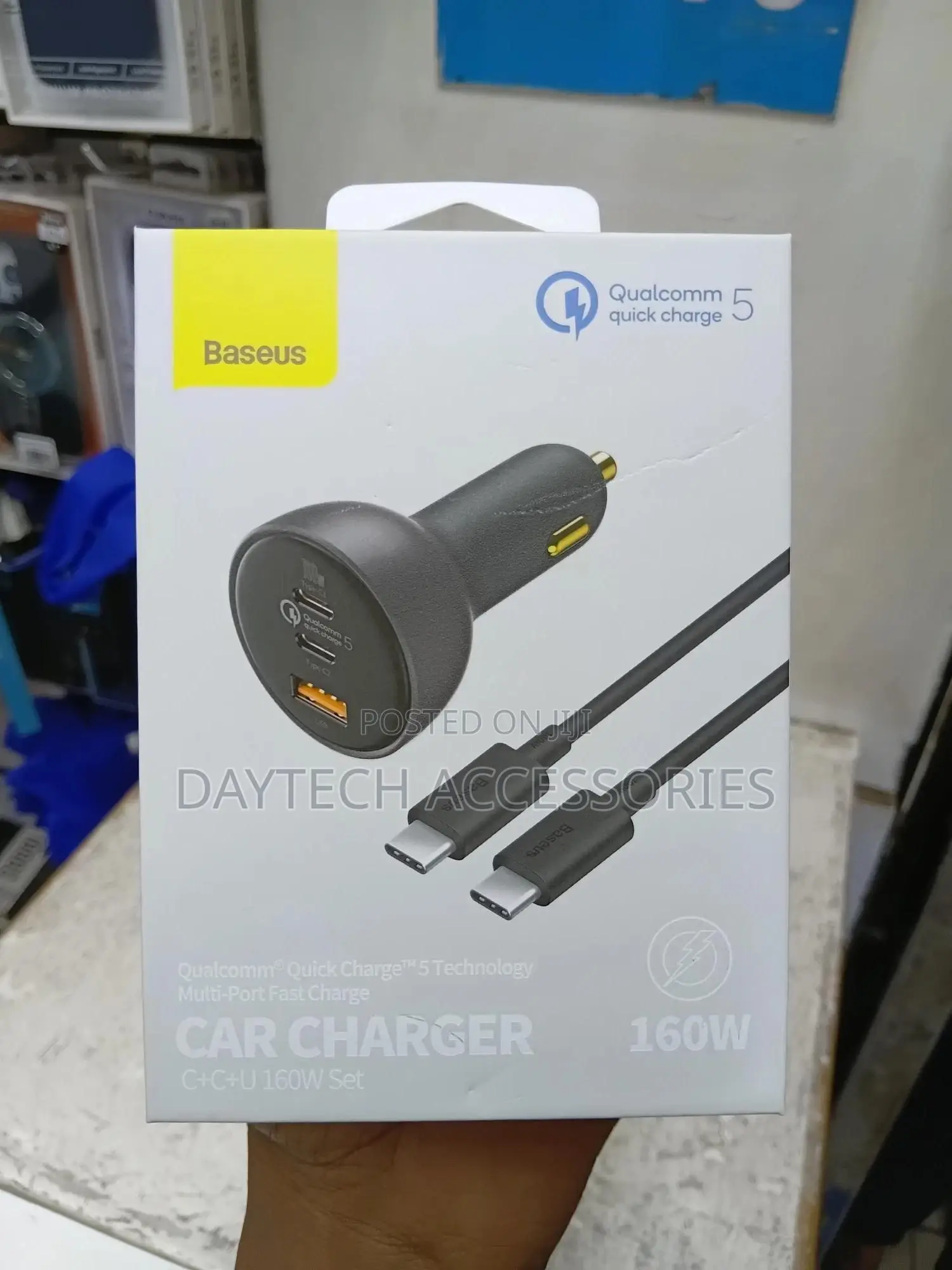 This Is a Baseus 160w Multi-Port Fast Charge Car Charger - Black