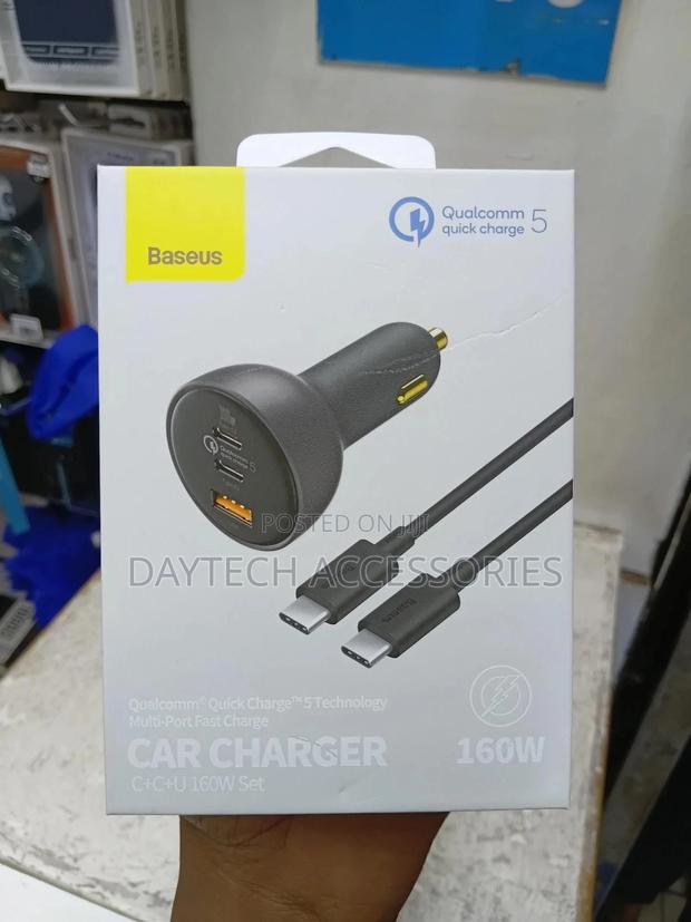 This Is a Baseus 160w Multi-Port Fast Charge Car Charger - Black