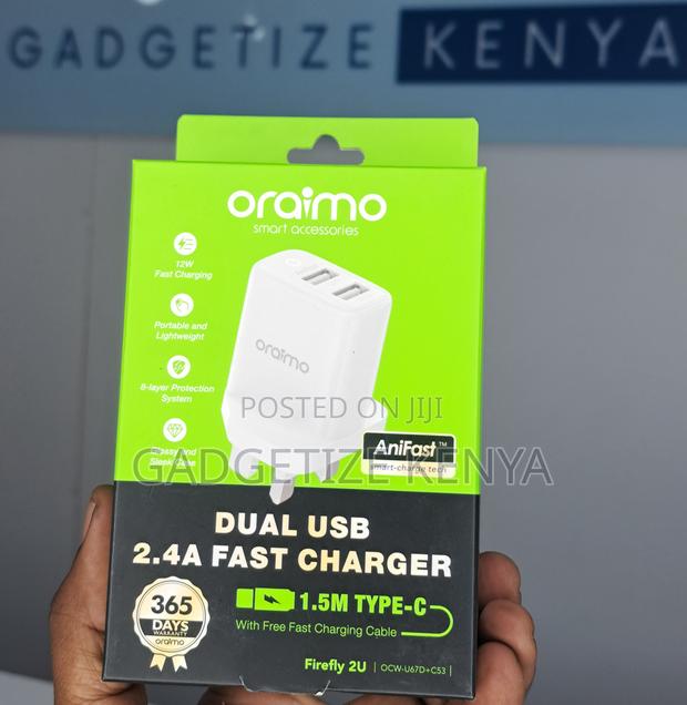 Oraimo Firefly 2u Iec-G to 2 Usb 12w Fast Charging Kit (Ocw-U67d)