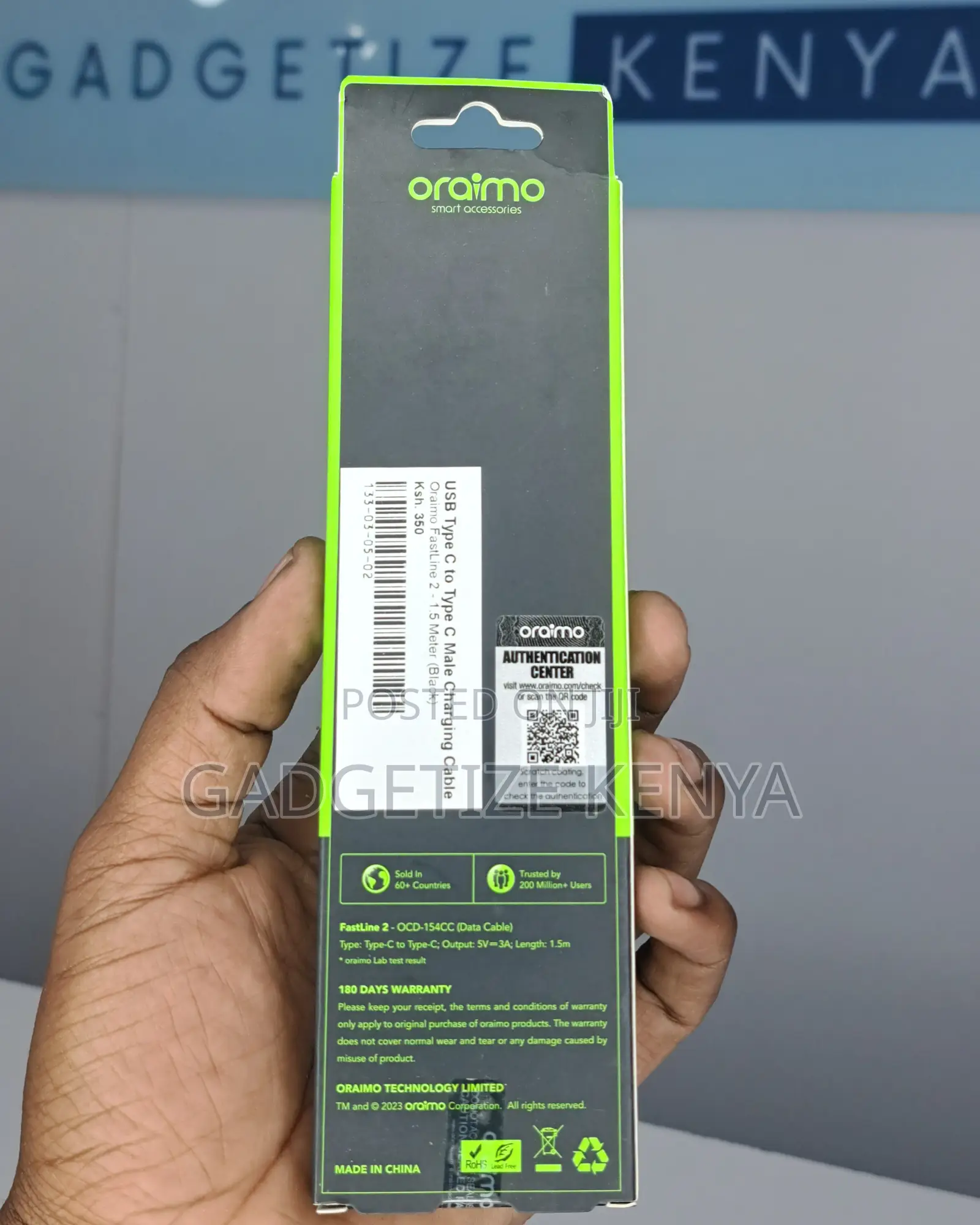 Oraimo Fastline 2 Usb-C to Type C Male Charging Cable (Ocd-154cc)