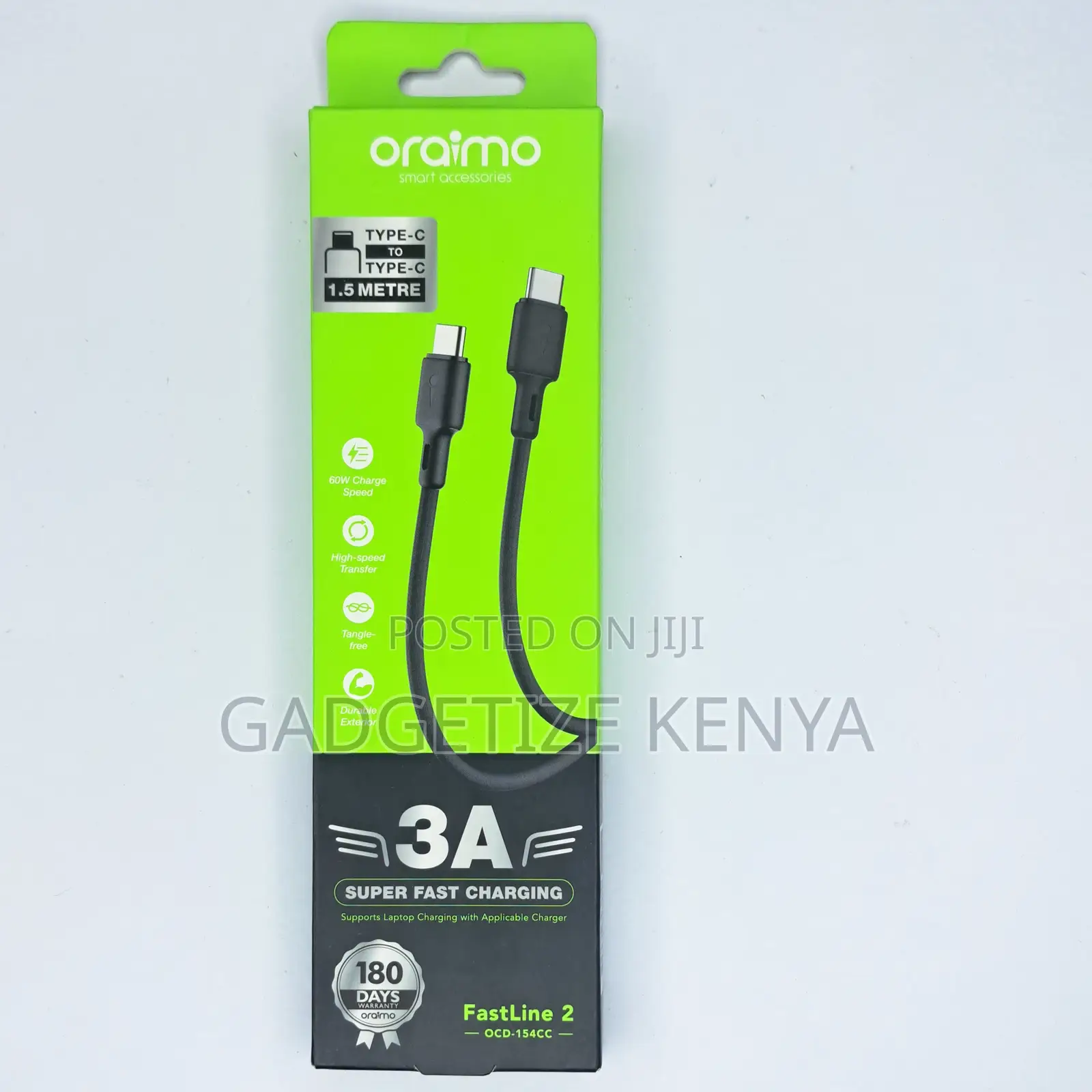 Oraimo Fastline 2 Usb-C to Type C Male Charging Cable (Ocd-154cc)