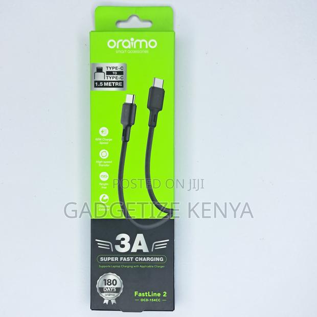 Oraimo Fastline 2 Usb-C to Type C Male Charging Cable (Ocd-154cc) - thumbnail 3