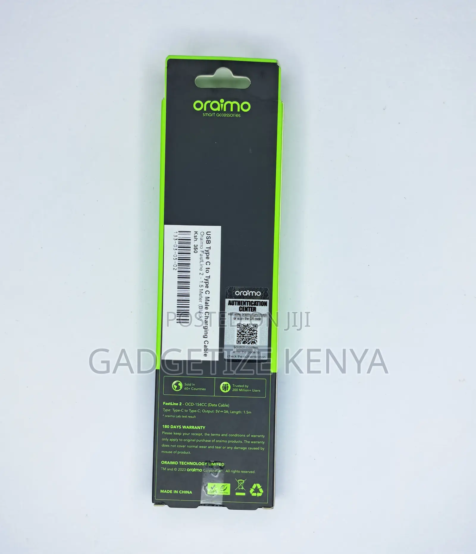 Oraimo Fastline 2 Usb-C to Type C Male Charging Cable (Ocd-154cc)