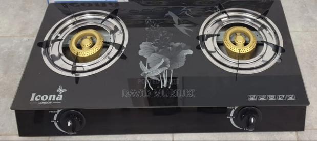 Icona 2 Burner Gas Stove Glass Top Cooker Higher Effeciency - main view
