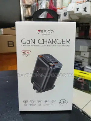 Yesido Yc146 67w Fast Charger With Telescopic Type-C Cable.