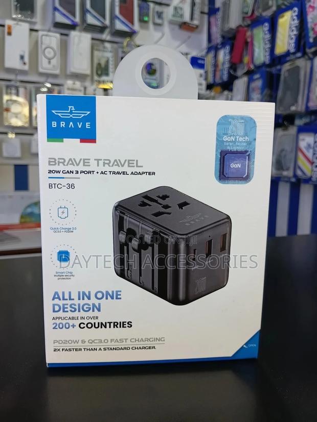Brave BTC-36 20w Fast Travel Charger, 3-Port Gan Ac Adapter