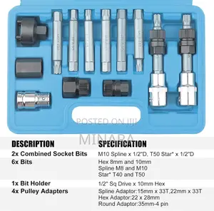 13 Pcs, Alternator Freewheel Pulley Removal Installation Tool Kit