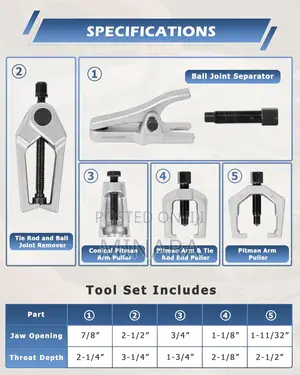 5pcs, Front End Service Tools, Pitman Arm, Ball Joint, Tie Rod Removal