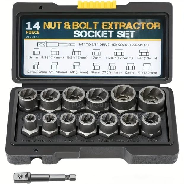 Damaged Nut and Bolt Remover Extractor Socket Spanner Kit - main view