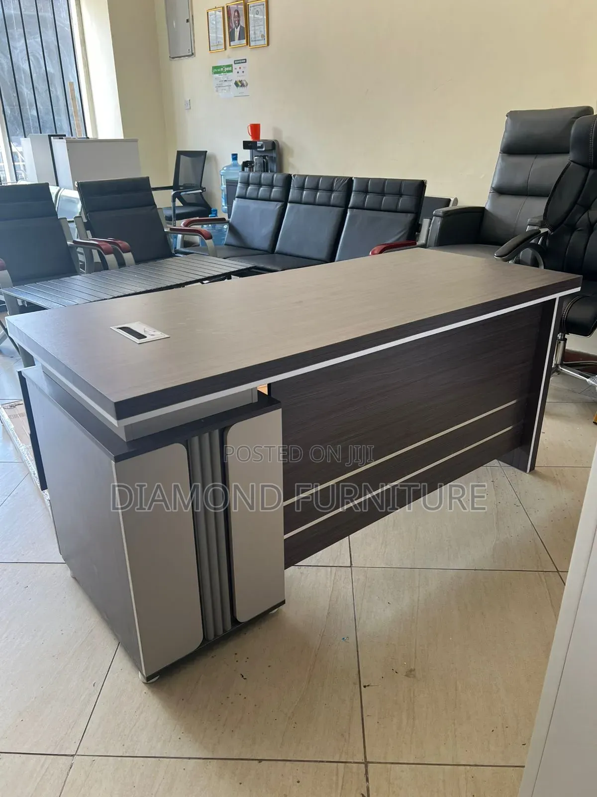 1.6m Executive Office Desk With Drawers – Brown Finish