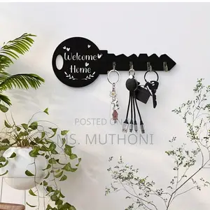 Welcome Home" Wooden Key Holder With Hooks.
