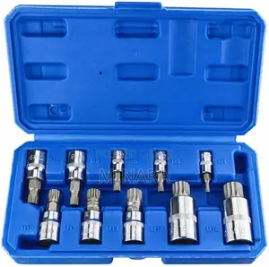 10 Pcs, XZN Triple Square, Spline Bit Socket Set, M4-M18