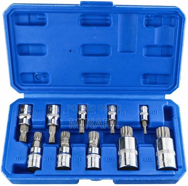 10 Pcs, XZN Triple Square, Spline Bit Socket Set, M4-M18