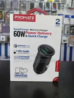 Promate Bullet-Pd60 Rapidcharge Mini Car Charger With 60w Power.