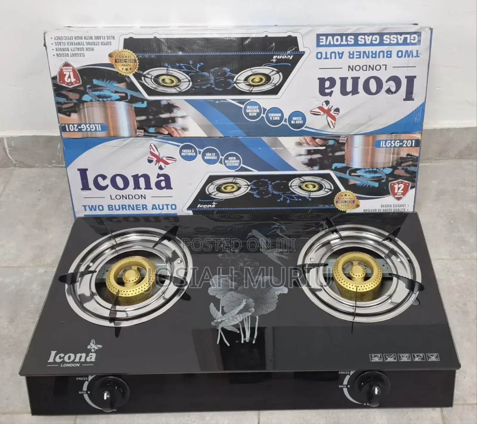 Icona London 2-Burner Glass-Top Gas Cooker