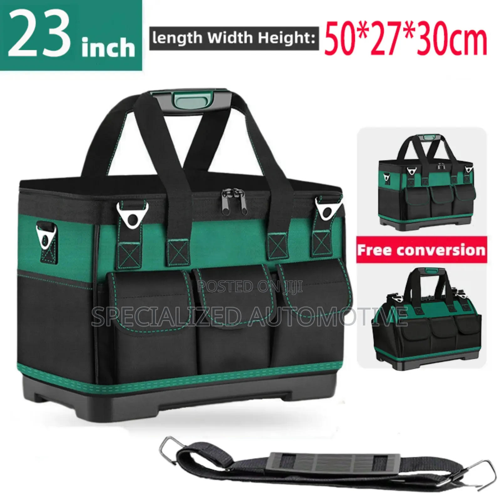 Tool Bag Heavy Duty Open Mouth Hard Base With Rectangle Zipper Top Lid