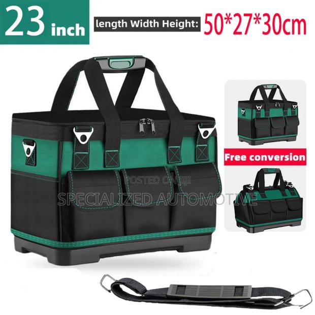 Tool Bag Heavy Duty Open Mouth Hard Base With Rectangle Zipper Top Lid
